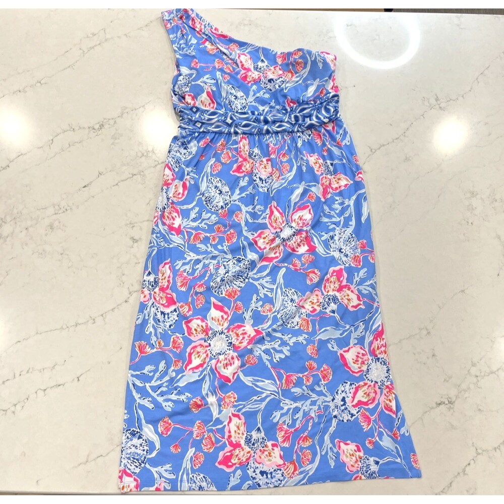 Lilly Pulitzer NEW XL Helina One Shoulder Midi Dress FLoral Stretch Built in Bra